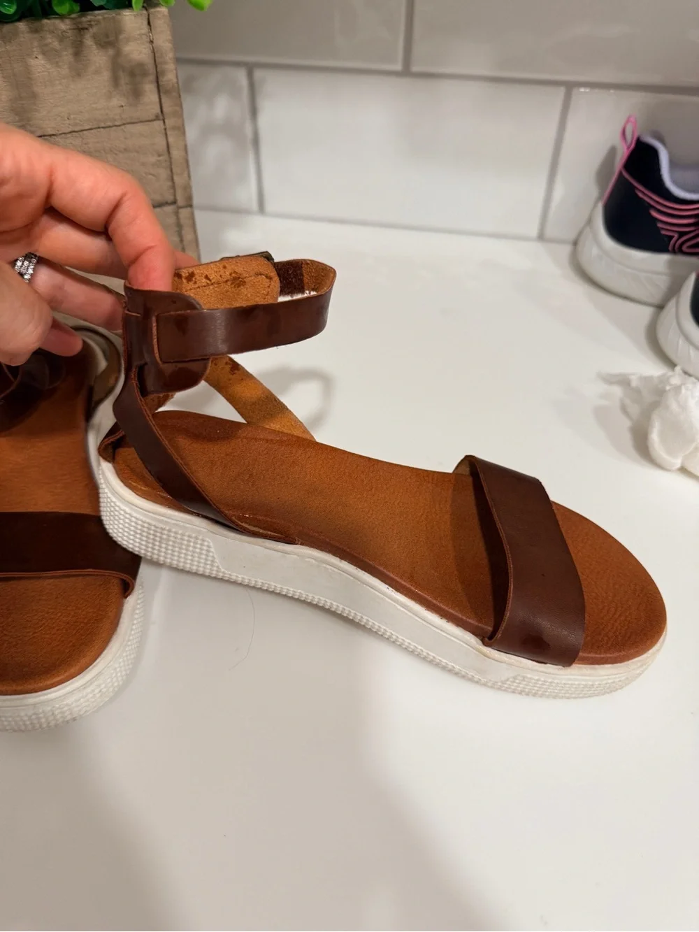 MIA Brown Strappy Kids Sandal with White Sole